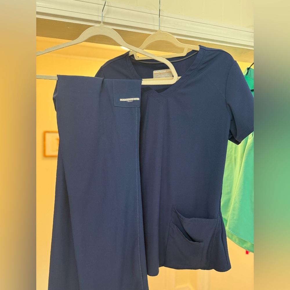 Navy Blue Sketchers by Barco Scrub Set